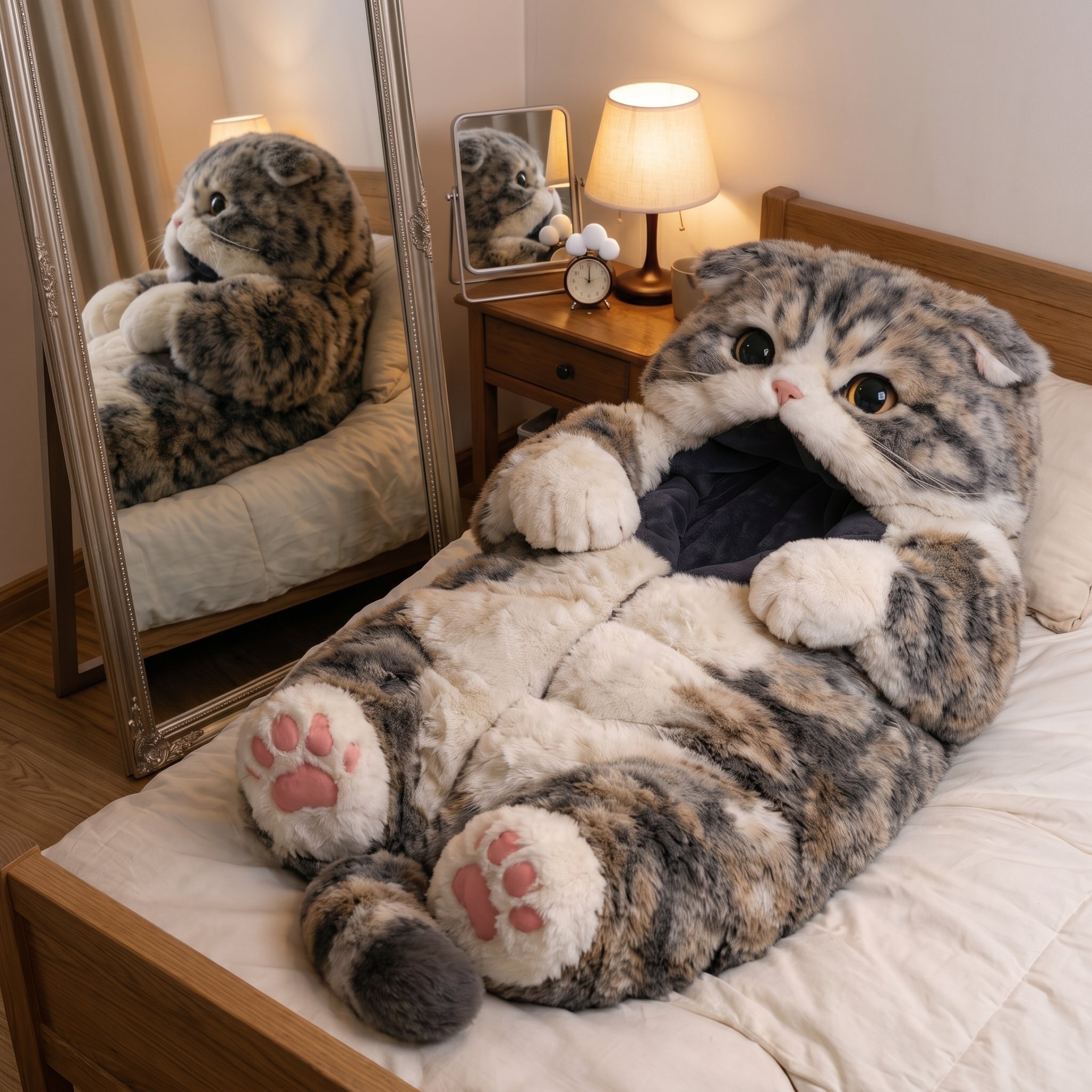 Realistic Cat Sleeping Bag – Plush Wearable Blanket for Kids & Adults